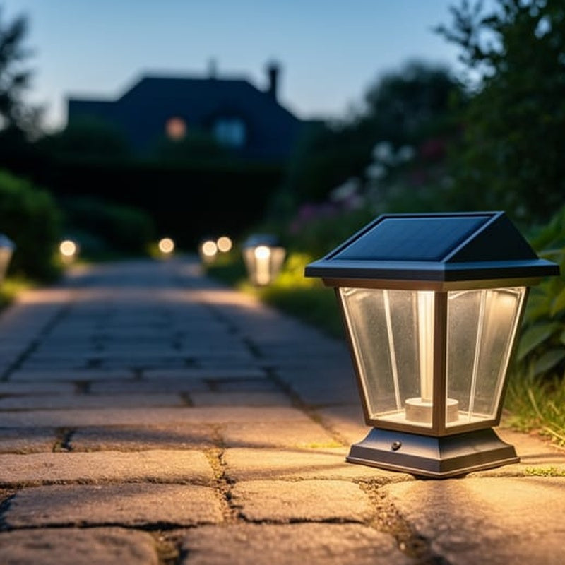 Meadowline Garsdon Glass Lantern Solar Path Light